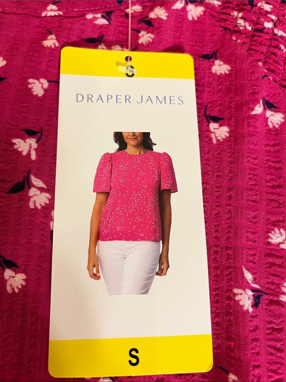 Draper James Hot Pink Floral Short Sleeve Top